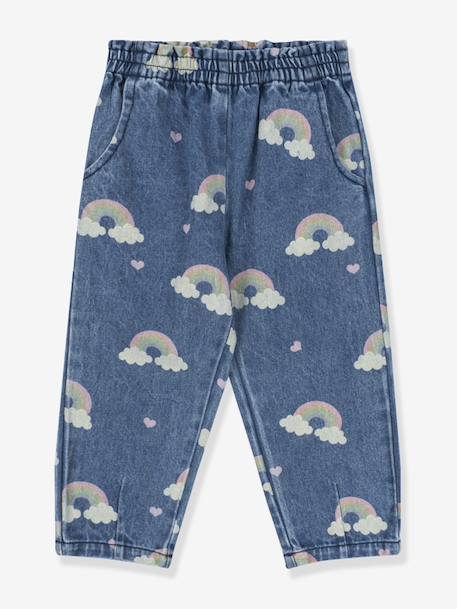 Bedrukte broek in denim Magot KONGES SLOJD jeansblauw - vertbaudet enfant 