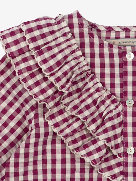 Blouse met ruches voor meisjes met ruitjesmotieven KONGES SLOJD rood - vertbaudet enfant 