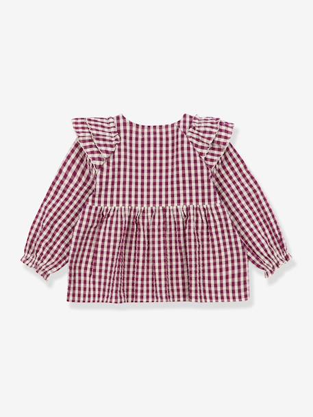 Blouse met ruches voor meisjes met ruitjesmotieven KONGES SLOJD rood - vertbaudet enfant 