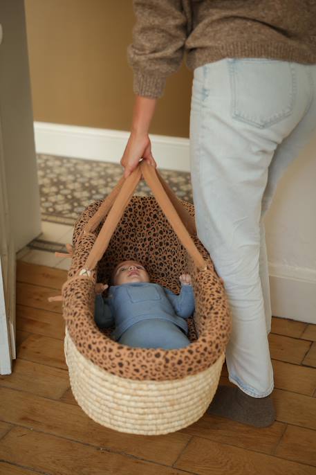 Babywieg van ENVIE DE FRAISE van natuurlijke gevlochten vezels 0016+beige+saliegroen - vertbaudet enfant 
