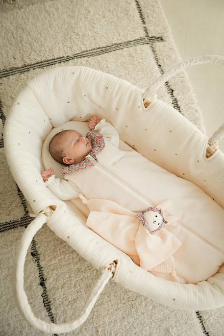 Babywieg van ENVIE DE FRAISE van natuurlijke gevlochten vezels 0016+beige+saliegroen - vertbaudet enfant 