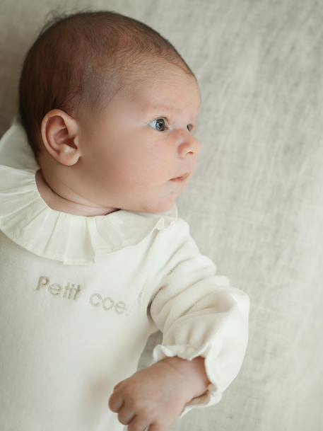 Set van 2 babyslaappakje geboorte meisje in fluweel / velours ENVIE DE FRAISE personaliseerbaar ecru - vertbaudet enfant 