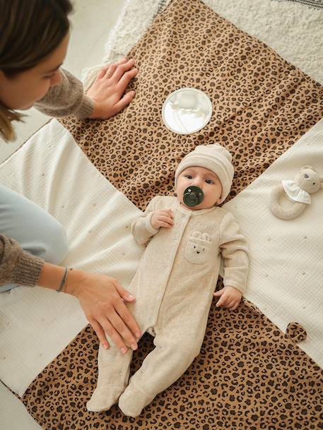 Leertapijt luipaard in katoenen gaas ENVIE DE FRAISE beige - vertbaudet enfant 