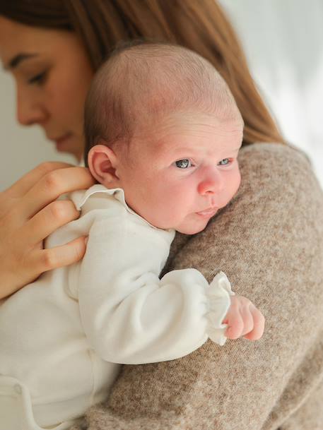 Set van 2 babyslaappakje geboorte meisje in fluweel / velours ENVIE DE FRAISE personaliseerbaar ecru - vertbaudet enfant 