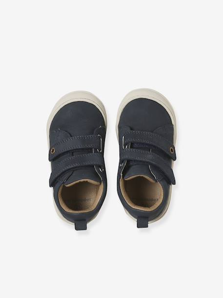 Soepele leren laarsjes voor de eerste stapjes van baby's blauw+felblauw+marineblauw - vertbaudet enfant 