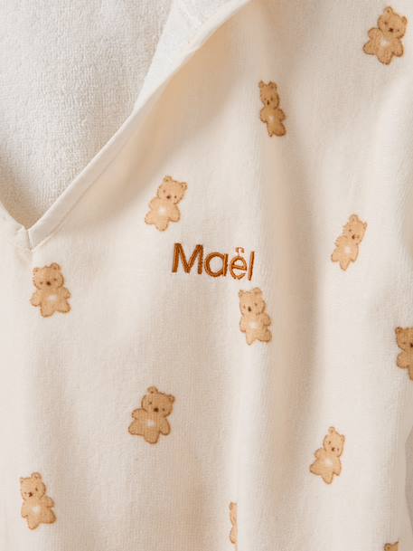 Personaliseerbare baby badponcho PETIT OURS, met gerecycled katoen wit, bedrukt - vertbaudet enfant 