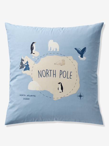 Bedset dekbedovertrek + kussensloop voor kinderen PÔLE NORD, met gerecycled katoen oceaanblauw - vertbaudet enfant 