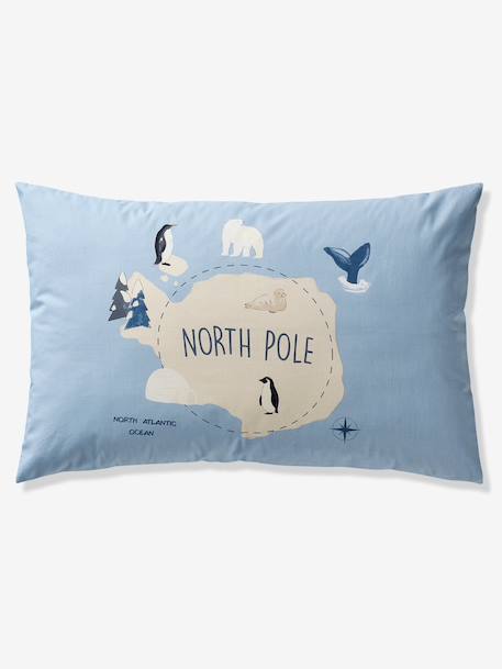Bedset dekbedovertrek + kussensloop voor kinderen PÔLE NORD, met gerecycled katoen oceaanblauw - vertbaudet enfant 