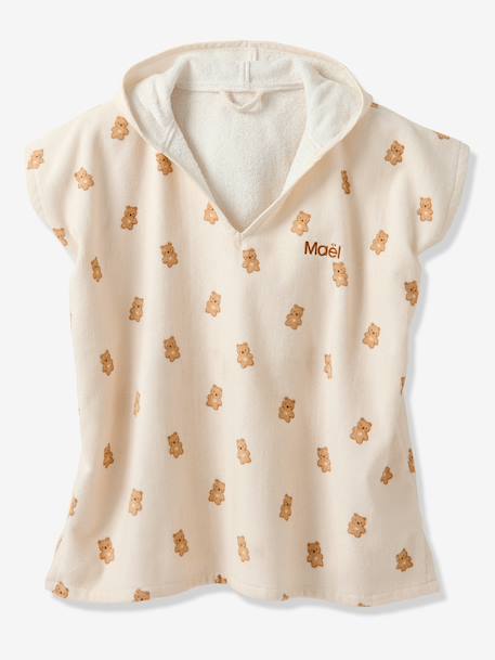 Personaliseerbare baby badponcho PETIT OURS, met gerecycled katoen wit, bedrukt - vertbaudet enfant 