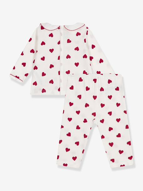 Pyjama 2-delige baby met hartjesprint PETIT BATEAU wit - vertbaudet enfant 