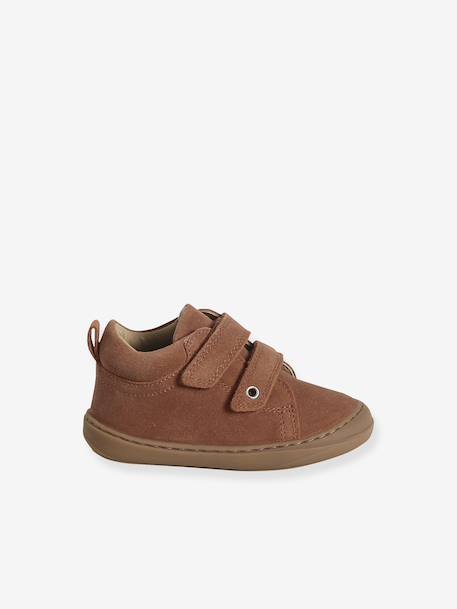 Babyslofjes van zacht leer met antislip beige+blauw+bruin+chocoladebruin+felblauw+groen+oceaanblauw+okergeel+saliegroen+veel beige+veel bruin+veel groen - vertbaudet enfant 