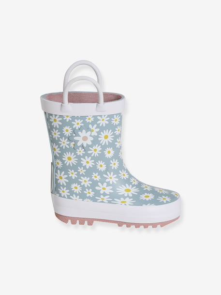 Regenlaarzen met motief voor baby's beige+blauw, bedrukt - vertbaudet enfant 