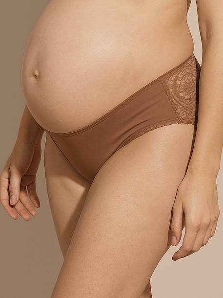 Set van 2 slipjes voor zwangere vrouwen van microvezel en kant ENVIE DE FRAISE mokka - vertbaudet enfant 
