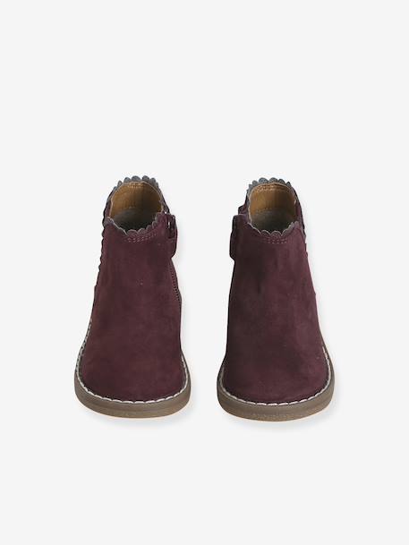 Elastische leren laarsjes voor meisjesbaby's beige, bedrukt+bordeauxrood+CAMEL+marineblauw+zwart - vertbaudet enfant 