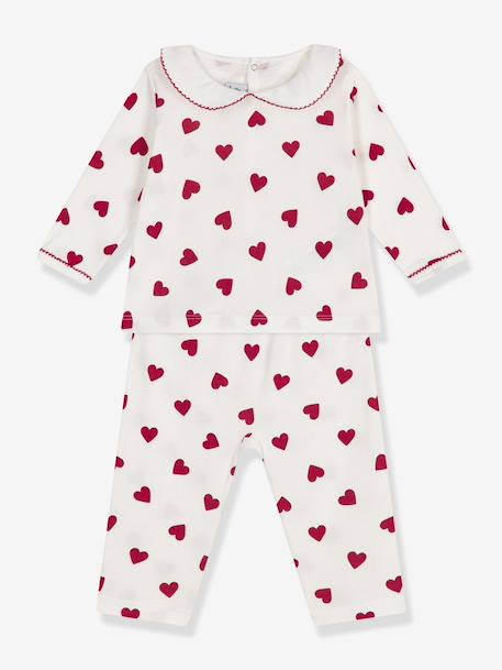 Pyjama 2-delige baby met hartjesprint PETIT BATEAU wit - vertbaudet enfant 