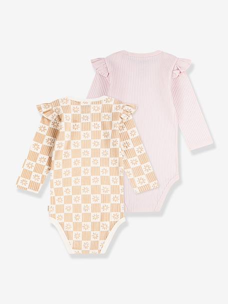 Set van 2 body's met lange mouwen rozen - vertbaudet enfant 