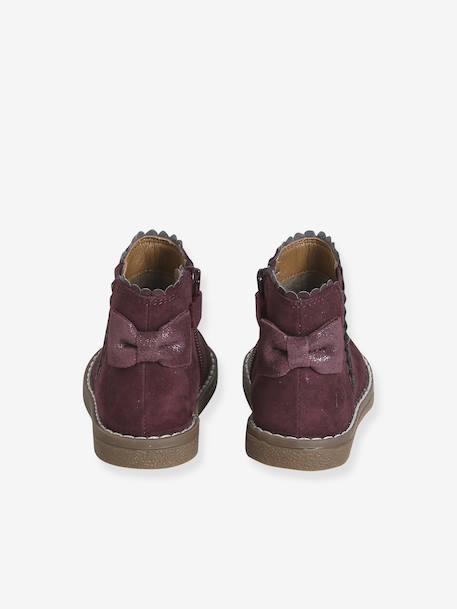 Elastische leren laarsjes voor meisjesbaby's beige, bedrukt+bordeauxrood+CAMEL+marineblauw+zwart - vertbaudet enfant 