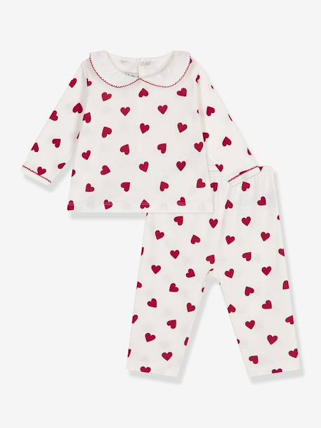 Pyjama 2-delige baby met hartjesprint PETIT BATEAU wit - vertbaudet enfant 