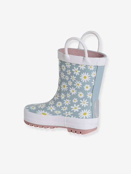 Regenlaarzen met motief voor baby's beige+blauw, bedrukt - vertbaudet enfant 
