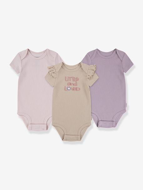 Set van 3 body's met korte mouwen beige - vertbaudet enfant 