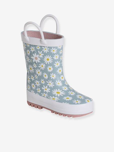 Regenlaarzen met motief voor baby's beige+blauw, bedrukt - vertbaudet enfant 