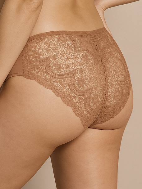 Set van 2 slipjes voor zwangere vrouwen van microvezel en kant ENVIE DE FRAISE mokka - vertbaudet enfant 
