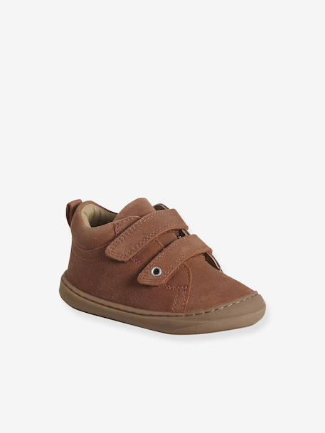 Babyslofjes van zacht leer met antislip beige+blauw+bruin+chocoladebruin+felblauw+groen+oceaanblauw+okergeel+saliegroen+veel beige+veel bruin+veel groen - vertbaudet enfant 