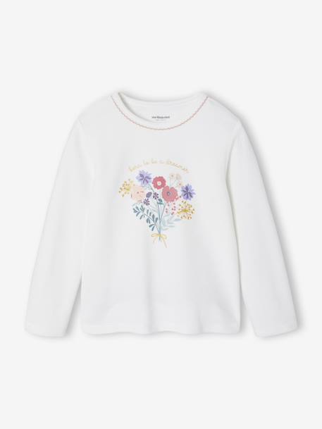 Set van 2 pyjama's fluweel/velours met bloemen voor meisjes ecru - vertbaudet enfant 
