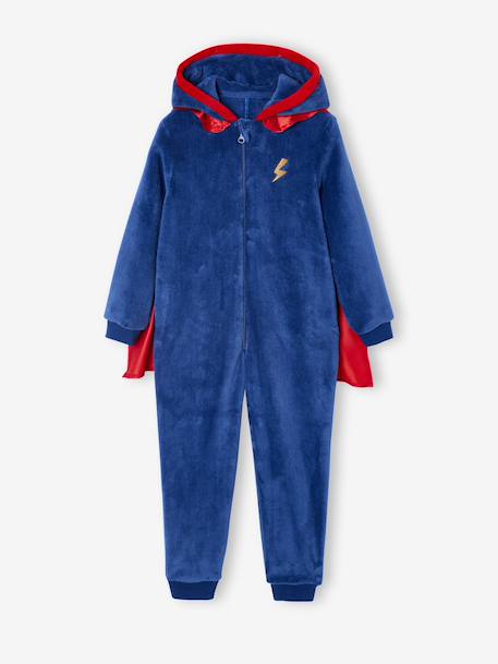 Combi pyjama superheld: cape + afneembaar masker koningsblauw - vertbaudet enfant 