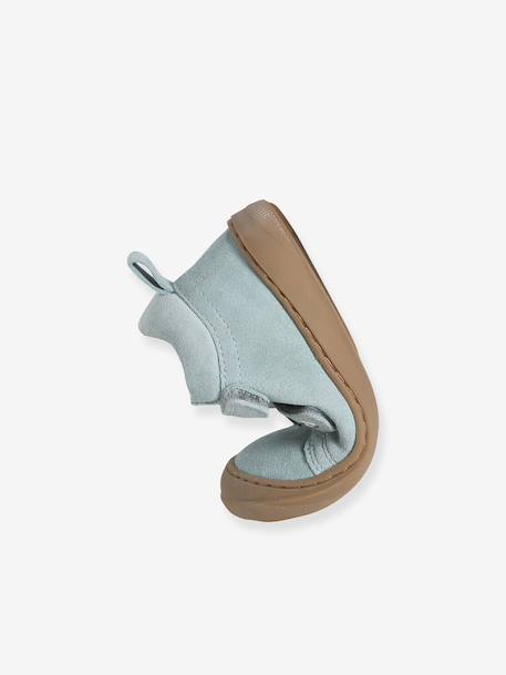 Zachte lederen baby-slofjes voor de eerste stapjes beige, bedrukt+blauw, bedrukt+brons+goud+groen, bedrukt+oudroze+roze (poederkleur)+roze, bedrukt+rozen+turquoiseblauw+veel roze+zachtpaars - vertbaudet enfant 