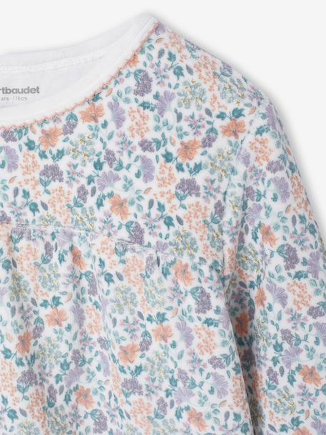 Set van 2 pyjama's fluweel/velours met bloemen voor meisjes ecru - vertbaudet enfant 