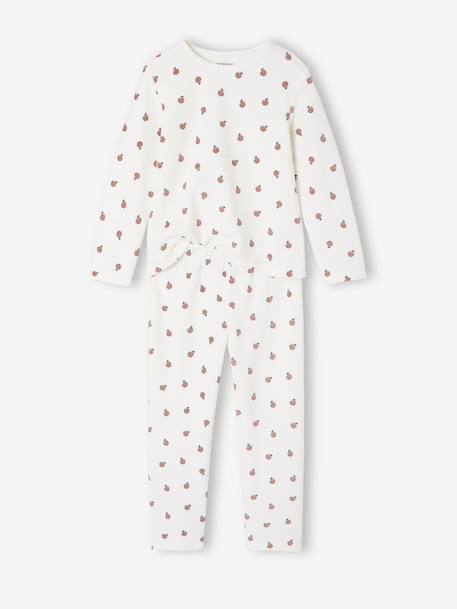 Set van 2 pyjama's voor meisjes in fluweel / velours Fruit ecru - vertbaudet enfant 