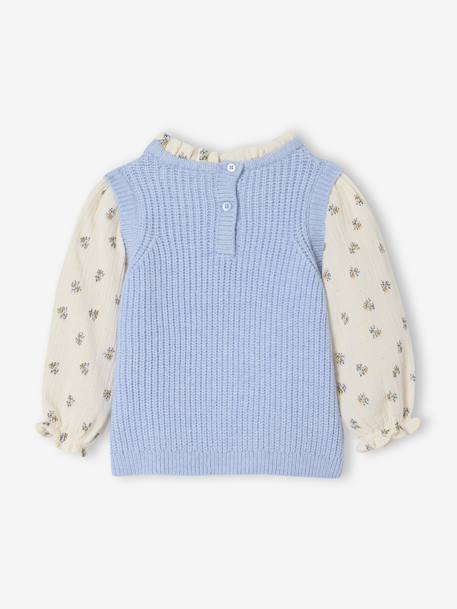 2-in-1 trui baby ecru+hemelsblauw+roze (poederkleur) - vertbaudet enfant 