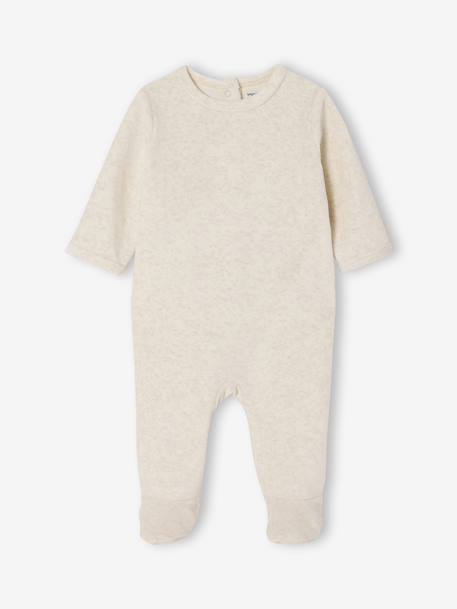 Set van 3 fluwelen babyslaappakjes BASICS cappuccino+rozen - vertbaudet enfant 