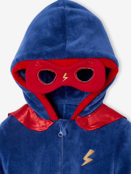 Combi pyjama superheld: cape + afneembaar masker koningsblauw - vertbaudet enfant 