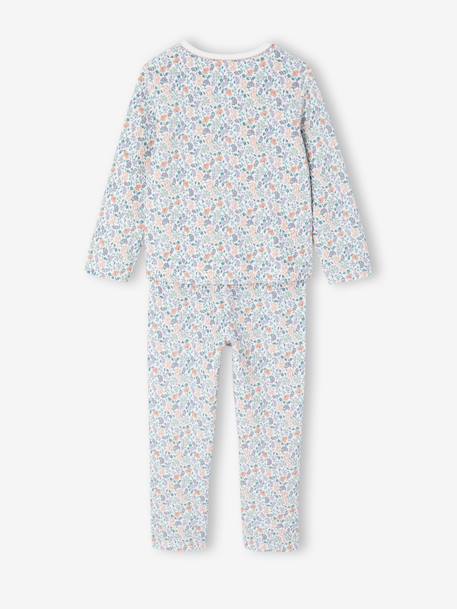 Set van 2 pyjama's fluweel/velours met bloemen voor meisjes ecru - vertbaudet enfant 