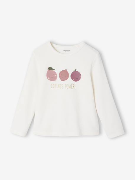 Set van 2 pyjama's voor meisjes in fluweel / velours Fruit ecru - vertbaudet enfant 