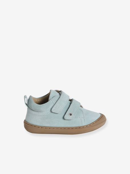 Zachte lederen baby-slofjes voor de eerste stapjes beige, bedrukt+blauw, bedrukt+brons+goud+groen, bedrukt+oudroze+roze (poederkleur)+roze, bedrukt+rozen+turquoiseblauw+veel roze+zachtpaars - vertbaudet enfant 