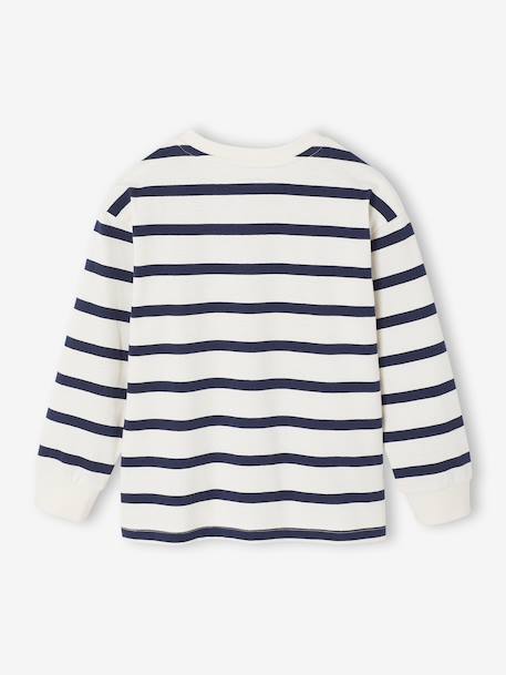 Gestreept T-shirt met lange mouwen voor jongens bordeauxrood+ecru+nachtblauw - vertbaudet enfant 