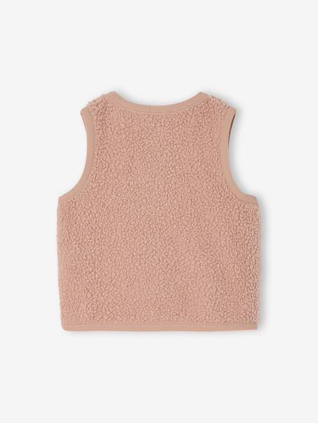 Mouwloos baby vest in imitatiebont roze (poederkleur)+vanille - vertbaudet enfant 