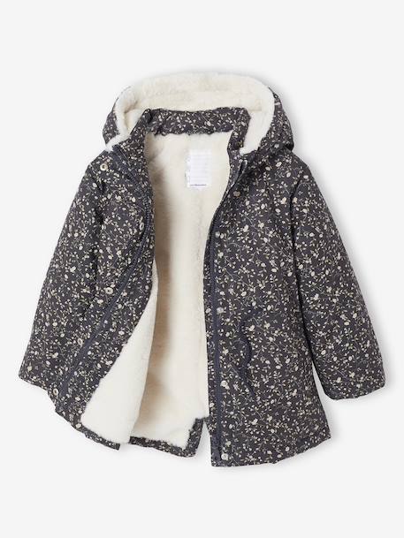 Romantische parka met capuchon voor meisjes groen+marineblauw - vertbaudet enfant 