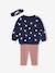 Personaliseerbare sweater + legging + haarband babymeisje antraciet+beige (poederkleur)+marineblauw - vertbaudet enfant 