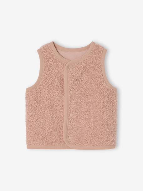 Mouwloos baby vest in imitatiebont roze (poederkleur)+vanille - vertbaudet enfant 