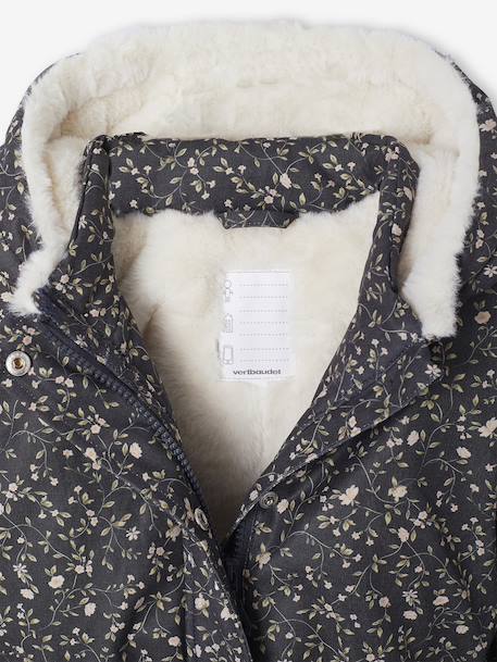 Romantische parka met capuchon voor meisjes groen+marineblauw - vertbaudet enfant 