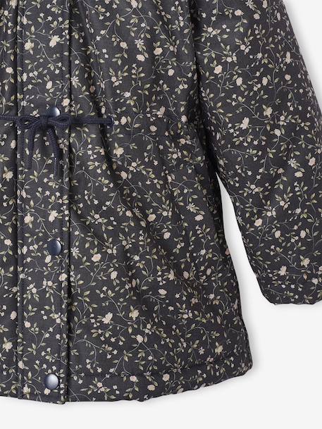 Romantische parka met capuchon voor meisjes groen+marineblauw - vertbaudet enfant 