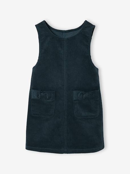 Set overgooier van fluweel en blouse van katoenen gaas voor meisjes petrolblauw - vertbaudet enfant 
