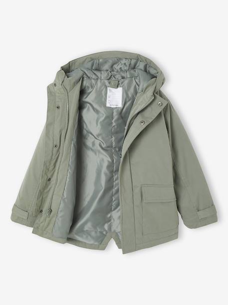 3-in-1-parka voor baby met afneembaar vest kaki+korstmos+Marinegrijs+pecannoot - vertbaudet enfant 
