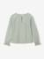 Fluwelen meisjesblouse met ruches en Engels borduursel groengrijs+roze (poederkleur) - vertbaudet enfant 