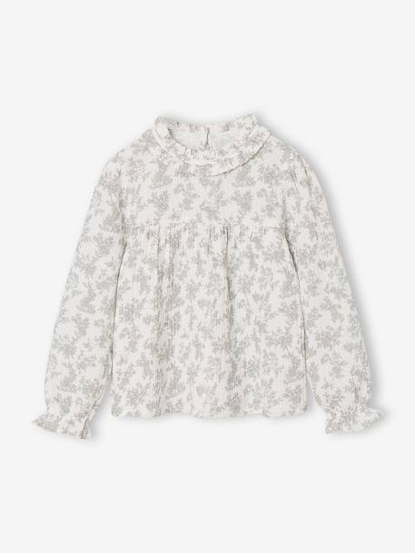 Set overgooier van fluweel en blouse van katoenen gaas voor meisjes petrolblauw - vertbaudet enfant 