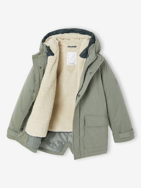 3-in-1-parka voor baby met afneembaar vest kaki+korstmos+Marinegrijs+pecannoot - vertbaudet enfant 